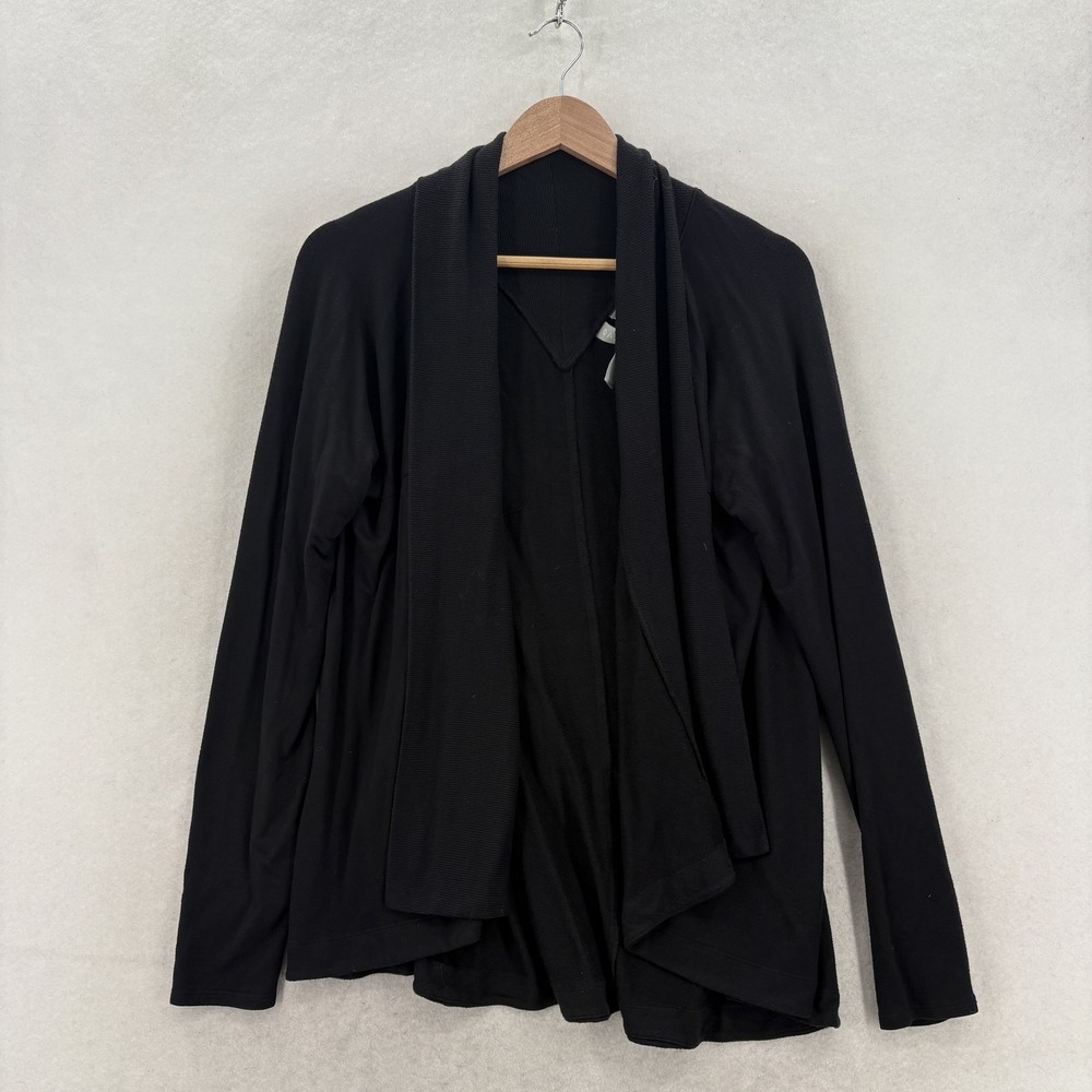 Athleta Nirvana Two Way Wrap Jacket Womens Medium Black Modal Terry Yoga Travel